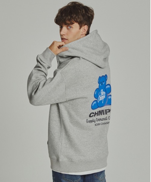 BORN CHAMPS（ボーンチャンプス）の「【BORN CHAMPS】JELLY BEAR ZIP UP / ボーンチャンプス ジェリー ベアー ジップアップ パーカー（パーカー・メンズ・グレー/レッド・SMALL/MEDIUM/LARGE）」の16枚目の写真