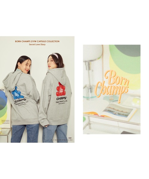 BORN CHAMPS（ボーンチャンプス）の「【BORN CHAMPS】JELLY BEAR ZIP UP / ボーンチャンプス ジェリー ベアー ジップアップ パーカー（パーカー・メンズ・グレー/レッド・SMALL/MEDIUM/LARGE）」の5枚目の写真