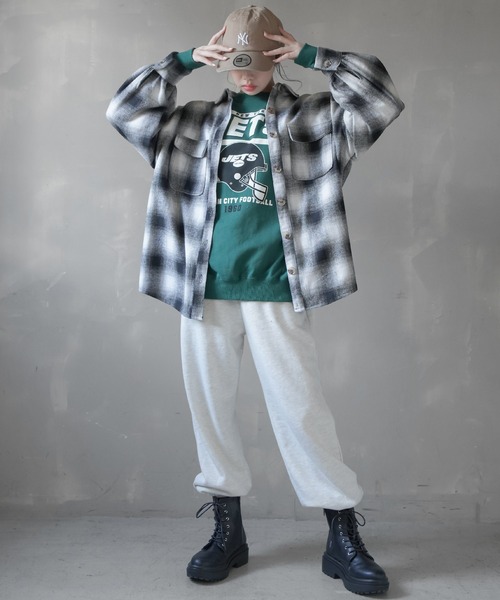 SPINNS(スピンズ)の「エコウール チェックCPOジャケット(その他アウター・レディース・ブラック/オレンジ/ブルー/グリーン・ONESIZE)」の9枚目の写真