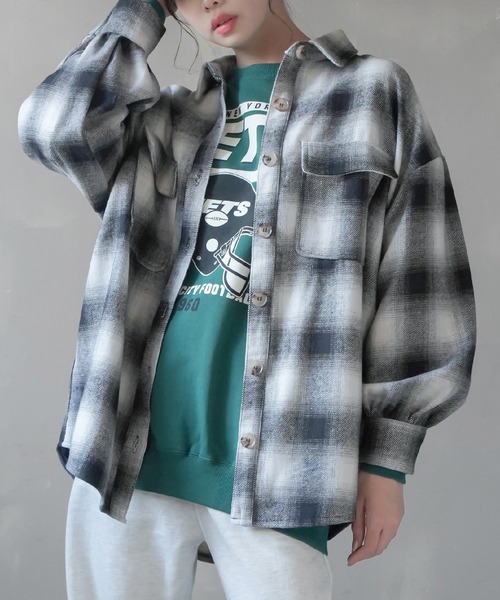 SPINNS(スピンズ)の「エコウール チェックCPOジャケット(その他アウター・レディース・ブラック/オレンジ/ブルー/グリーン・ONESIZE)」の11枚目の写真