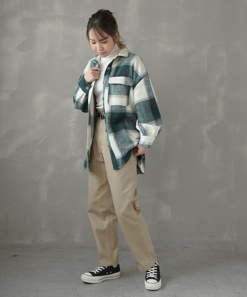 SPINNS(スピンズ)の「エコウール チェックCPOジャケット(その他アウター・レディース・ブラック/オレンジ/ブルー/グリーン・ONESIZE)」の10枚目の写真