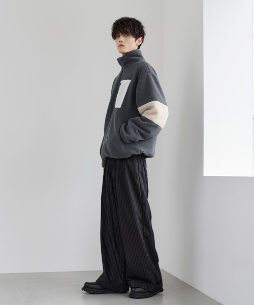 ETELIO(エテリオ)の「【25AW】防風ボア袖ライン切替スタンドネックジャケット(ドローコード付き)(ブルゾン・メンズ・ワイン/グレー/アイボリー/ブラック/モカ/チェック/グレー系/ブラック系/ブラウン系・L/M/S/XL)」の12枚目の写真