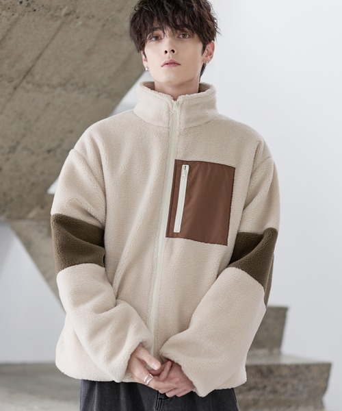 ETELIO(エテリオ)の「【25AW】防風ボア袖ライン切替スタンドネックジャケット(ドローコード付き)(ブルゾン・メンズ・ワイン/グレー/アイボリー/ブラック/モカ/チェック/グレー系/ブラック系/ブラウン系・L/M/S/XL)」の13枚目の写真