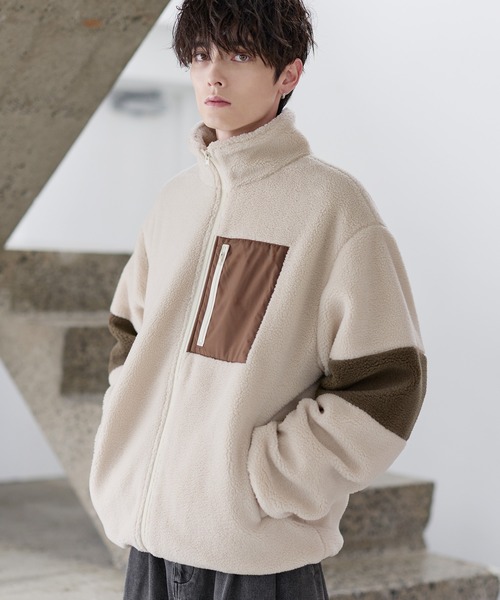 ETELIO(エテリオ)の「【25AW】防風ボア袖ライン切替スタンドネックジャケット(ドローコード付き)(ブルゾン・メンズ・ワイン/グレー/アイボリー/ブラック/モカ/チェック/グレー系/ブラック系/ブラウン系・L/M/S/XL)」の14枚目の写真