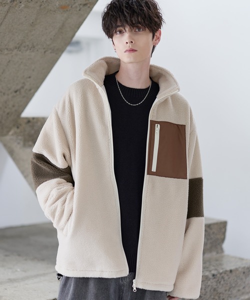 ETELIO(エテリオ)の「【25AW】防風ボア袖ライン切替スタンドネックジャケット(ドローコード付き)(ブルゾン・メンズ・ワイン/グレー/アイボリー/ブラック/モカ/チェック/グレー系/ブラック系/ブラウン系・L/M/S/XL)」の17枚目の写真