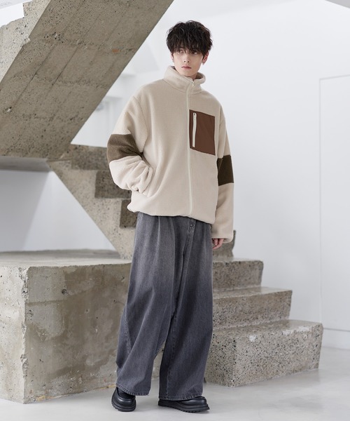 ETELIO(エテリオ)の「【25AW】防風ボア袖ライン切替スタンドネックジャケット(ドローコード付き)(ブルゾン・メンズ・ワイン/グレー/アイボリー/ブラック/モカ/チェック/グレー系/ブラック系/ブラウン系・L/M/S/XL)」の21枚目の写真