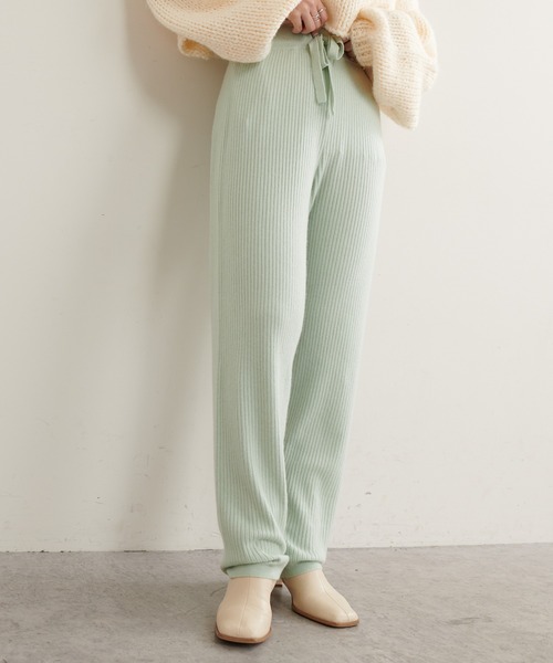 PUAL CE CIN（ピュアルセシン）の「ワイドRIBニットパンツ（その他パンツ・レディース・ブラック/ベージュ/ミント/オートミール・FREE）」の10枚目の写真