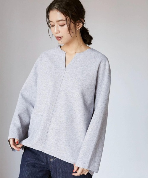 Green Parks(グリーンパークス)の「圧縮風カットプルオーバー*(Tシャツ/カットソー・レディース・ブラウン/アイボリー/ホワイト系その他/杢グレー・FREE)」の3枚目の写真