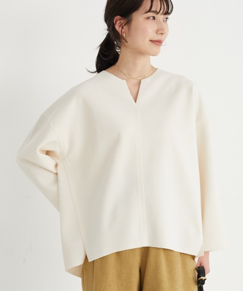 Green Parks(グリーンパークス)の「圧縮風カットプルオーバー*(Tシャツ/カットソー・レディース・ブラウン/アイボリー/ホワイト系その他/杢グレー・FREE)」の1枚目の写真