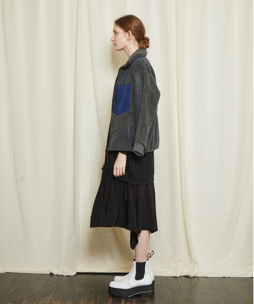 gomme（ゴム）の「フリース　ハイネックブルゾン（ブルゾン・レディース・ブラック/チャコールグレー・MEDIUM）」の5枚目の写真