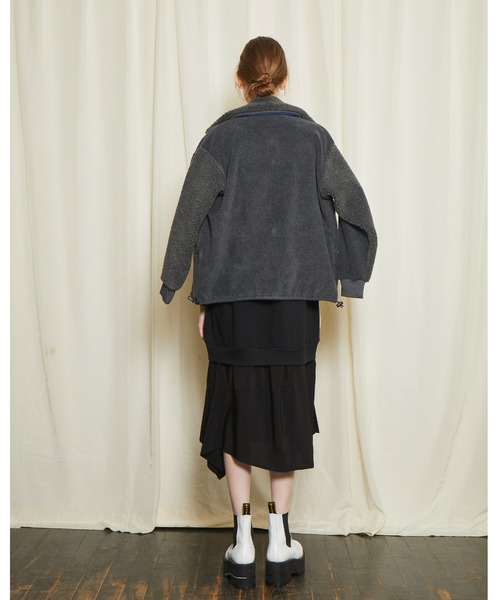 gomme（ゴム）の「フリース　ハイネックブルゾン（ブルゾン・レディース・ブラック/チャコールグレー・MEDIUM）」の10枚目の写真