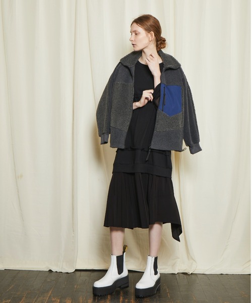 gomme（ゴム）の「フリース　ハイネックブルゾン（ブルゾン・レディース・ブラック/チャコールグレー・MEDIUM）」の16枚目の写真