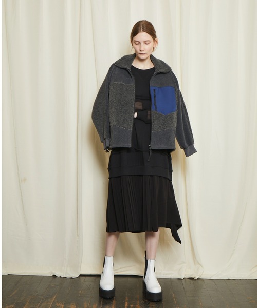 gomme（ゴム）の「フリース　ハイネックブルゾン（ブルゾン・レディース・ブラック/チャコールグレー・MEDIUM）」の18枚目の写真