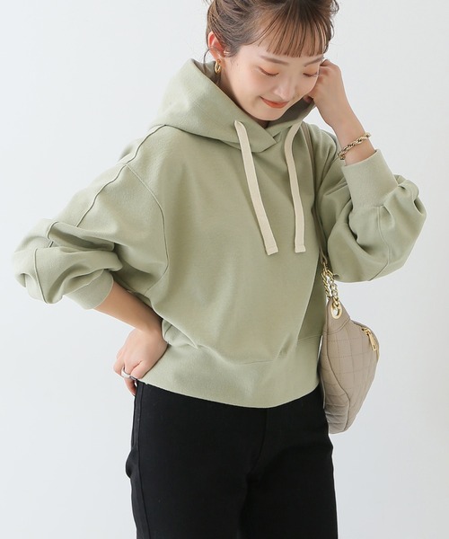 SLOBE IENA（スローブイエナ）の「ウーリージャージパーカー【手洗い可能】◆（パーカー・レディース・チャコールグレー/ベージュ/ライトグリーン・FREE）」の3枚目の写真