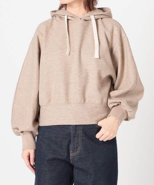 SLOBE IENA（スローブイエナ）の「ウーリージャージパーカー【手洗い可能】◆（パーカー・レディース・チャコールグレー/ベージュ/ライトグリーン・FREE）」の17枚目の写真