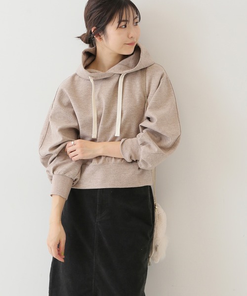 SLOBE IENA（スローブイエナ）の「ウーリージャージパーカー【手洗い可能】◆（パーカー・レディース・チャコールグレー/ベージュ/ライトグリーン・FREE）」の9枚目の写真