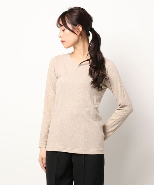 Samansa Mos2（サマンサ モスモス）の「ベア天竺無地クルーネックカットソー（Tシャツ/カットソー・レディース・ミント/ブラック/ベージュ/グレー・ﾌﾘ-）」の4枚目の写真