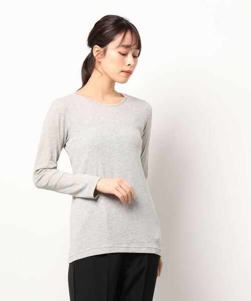 Samansa Mos2（サマンサ モスモス）の「ベア天竺無地クルーネックカットソー（Tシャツ/カットソー・レディース・ミント/ブラック/ベージュ/グレー・ﾌﾘ-）」の3枚目の写真