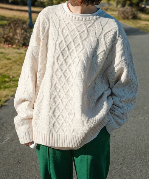 kutir（クティール）の「ケーブルニット（ニット/セーター・レディース・オフホワイト/ブラック/オレンジ/ミント・FREE）」の2枚目の写真