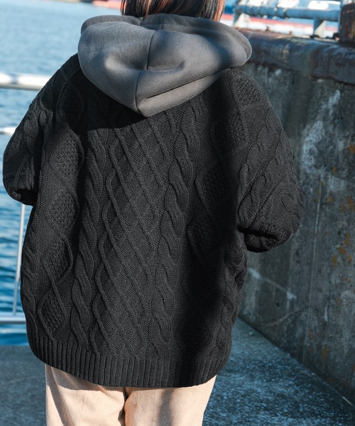 kutir（クティール）の「ケーブルニット（ニット/セーター・レディース・オフホワイト/ブラック/オレンジ/ミント・FREE）」の5枚目の写真