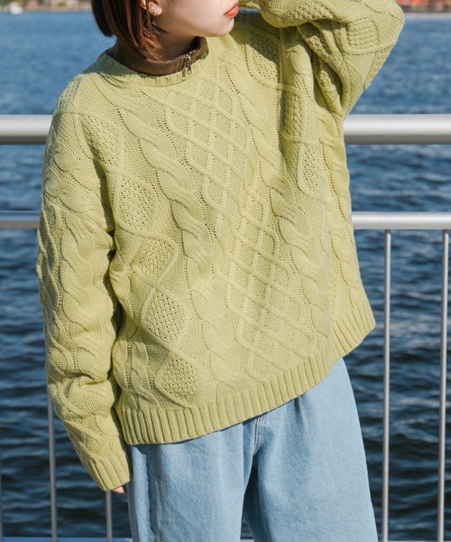 kutir（クティール）の「ケーブルニット（ニット/セーター・レディース・オフホワイト/ブラック/オレンジ/ミント・FREE）」の16枚目の写真