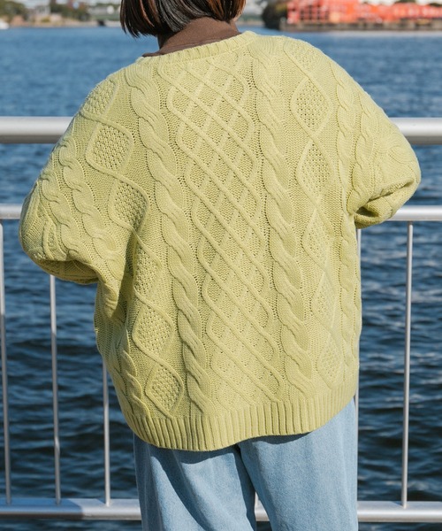 kutir（クティール）の「ケーブルニット（ニット/セーター・レディース・オフホワイト/ブラック/オレンジ/ミント・FREE）」の9枚目の写真