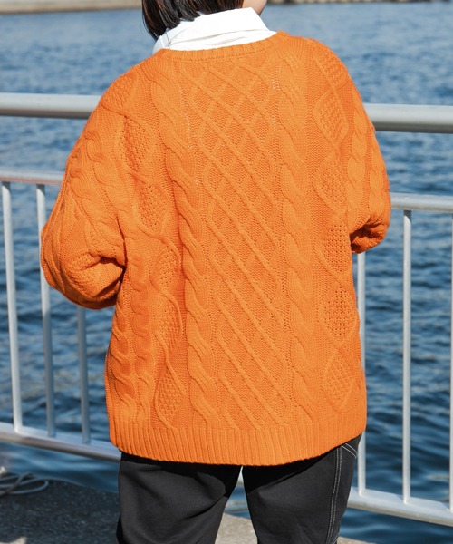 kutir（クティール）の「ケーブルニット（ニット/セーター・レディース・オフホワイト/ブラック/オレンジ/ミント・FREE）」の13枚目の写真