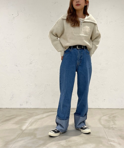 apres jour mignon(アプレジュールミニョン)の「ハーフジップニット【ZOZOTOWN限定アイテム】(ニット/セーター・レディース・アイボリー/ブラック/ブルー・フリー/X-LARGE)」の21枚目の写真
