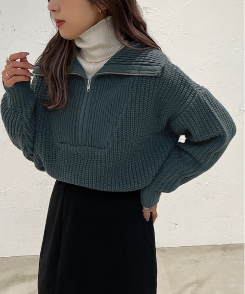 apres jour mignon(アプレジュールミニョン)の「ハーフジップニット【ZOZOTOWN限定アイテム】(ニット/セーター・レディース・アイボリー/ブラック/ブルー・フリー/X-LARGE)」の10枚目の写真
