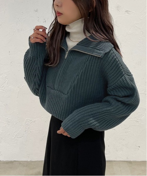 apres jour mignon(アプレジュールミニョン)の「ハーフジップニット【ZOZOTOWN限定アイテム】(ニット/セーター・レディース・アイボリー/ブラック/ブルー・フリー/X-LARGE)」の11枚目の写真
