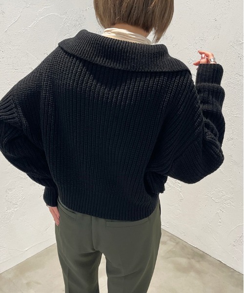 apres jour mignon(アプレジュールミニョン)の「ハーフジップニット【ZOZOTOWN限定アイテム】(ニット/セーター・レディース・アイボリー/ブラック/ブルー・フリー/X-LARGE)」の7枚目の写真