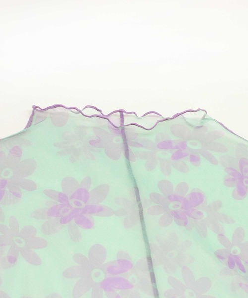 RNA（アールエヌエー）の「M1826 フラワー柄メッシュロングTシャツ（Tシャツ/カットソー・レディース・ライトグリーン/ホワイト×ブルー/ブラック×ホワイト・MEDIUM）」の11枚目の写真