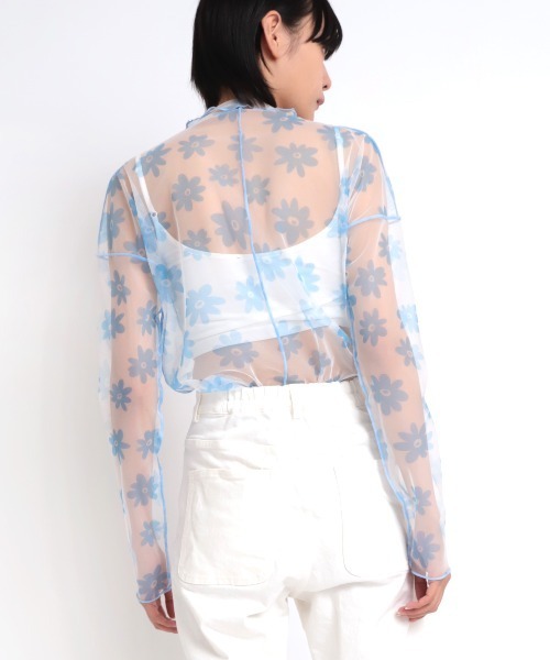 RNA（アールエヌエー）の「M1826 フラワー柄メッシュロングTシャツ（Tシャツ/カットソー・レディース・ライトグリーン/ホワイト×ブルー/ブラック×ホワイト・MEDIUM）」の20枚目の写真