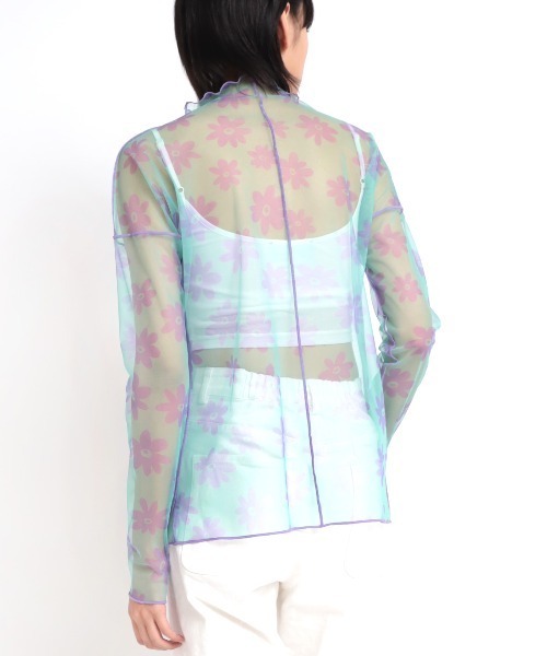 RNA（アールエヌエー）の「M1826 フラワー柄メッシュロングTシャツ（Tシャツ/カットソー・レディース・ライトグリーン/ホワイト×ブルー/ブラック×ホワイト・MEDIUM）」の18枚目の写真