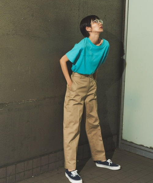 Auntie Rosa Holiday(アンティローザホリデー)の「ヘビーウェイトフットボールT(Tシャツ/カットソー・レディース・グリーン/オフホワイト/ライトブルー/イエロー/ピンク/チャコールグレー・FREE)」の18枚目の写真