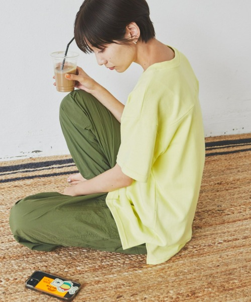 Auntie Rosa Holiday(アンティローザホリデー)の「ヘビーウェイトフットボールT(Tシャツ/カットソー・レディース・グリーン/オフホワイト/ライトブルー/イエロー/ピンク/チャコールグレー・FREE)」の20枚目の写真