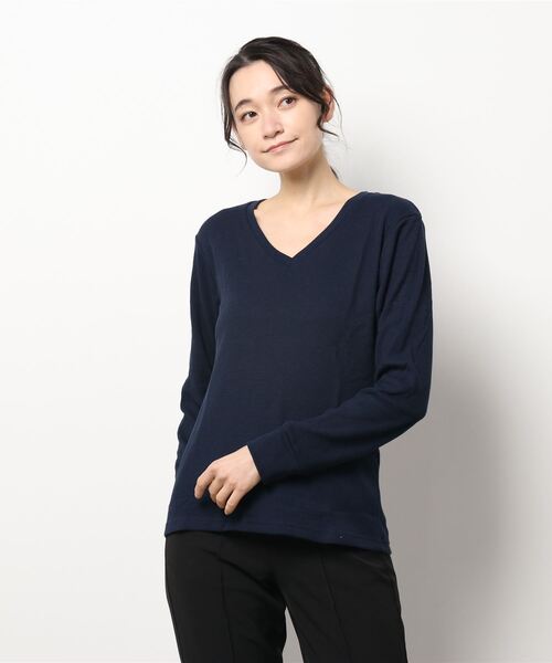 NO WAY(ノーウェイ)の「/Bd/Vネックワッフルカットソー 半袖(Tシャツ/カットソー・レディース・カーキ/ベージュ/ホワイト/ブラック/グレー/ネイビー/ライトピンク・X-LARGE/LARGE/MEDIUM)」の18枚目の写真