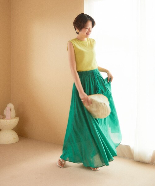 FREAK'S STORE（フリークスストア）の「【WEB限定】インドボイルボリュームスカート（スカート・レディース・ホワイト/ブラック/ベージュ/オレンジ/グリーン/パープル・ﾌﾘ-）」の12枚目の写真