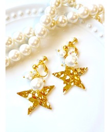 【MUURABBTI】星とコットンパールのイヤリング(MA)
