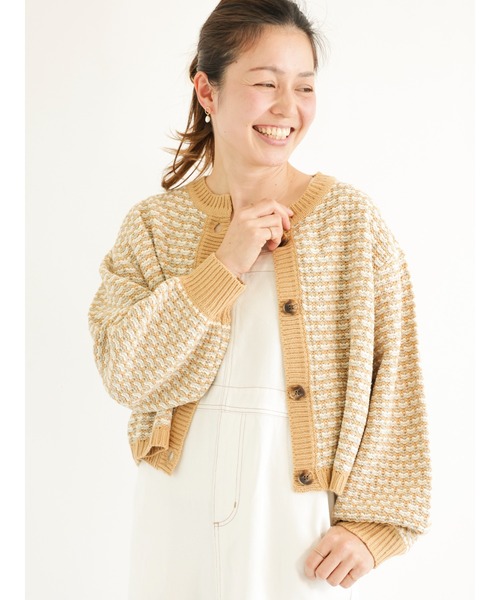 Lugnoncure（ルノンキュール）の「ジャカードカーディガン（カーディガン/ボレロ・レディース・ベージュ/ブルー/グリーン・ﾌﾘ-）」の2枚目の写真
