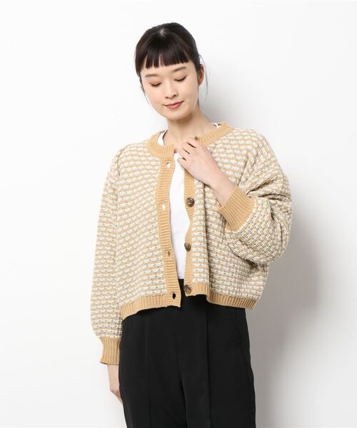 Lugnoncure（ルノンキュール）の「ジャカードカーディガン（カーディガン/ボレロ・レディース・ベージュ/ブルー/グリーン・ﾌﾘ-）」の7枚目の写真