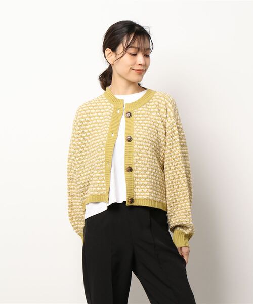 Lugnoncure（ルノンキュール）の「ジャカードカーディガン（カーディガン/ボレロ・レディース・ベージュ/ブルー/グリーン・ﾌﾘ-）」の4枚目の写真