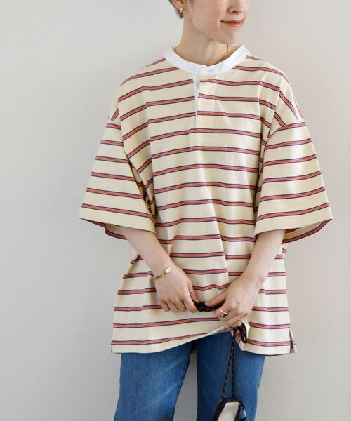 SUNNY  SPORTS（サニースポーツ）の「【SHIPS any別注】SUNNY SPORTS:〈ウォッシャブル〉ハーフ スリーブ ラガーシャツ◇（Tシャツ/カットソー・レディース・チャコールグレー/ネイビー/ナチュラル・ONE SIZE）」の8枚目の写真