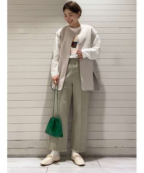 Green　Parks（グリーンパークス）の「裾ほつれナチュラルカラーパンツ（その他パンツ・レディース・ミント/アイボリー・L/S/M）」の3枚目の写真