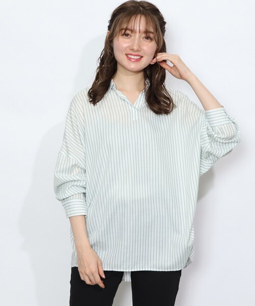 SHOO・LA・RUE(シューラルー)の「◆ドルマンスキッパーシャツ(シャツ/ブラウス・レディース・ブラック系2/ネイビー系2/ホワイト系その他2/イエロー系1/ベージュ系1/ダークグリーン系2・00)」の4枚目の写真