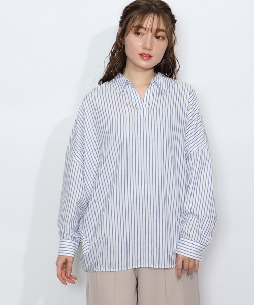 SHOO・LA・RUE(シューラルー)の「◆ドルマンスキッパーシャツ(シャツ/ブラウス・レディース・ブラック系2/ネイビー系2/ホワイト系その他2/イエロー系1/ベージュ系1/ダークグリーン系2・00)」の8枚目の写真