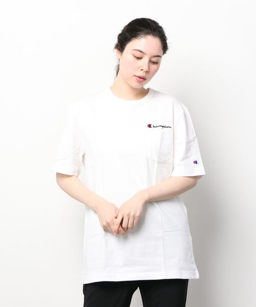 Champion(チャンピオン)の「【T18】【Champion/チャンピオン】HERITAGE POCKET TEE(Tシャツ/カットソー・レディース・ホワイト/ブラック・MEDIUM/SMALL)」の1枚目の写真