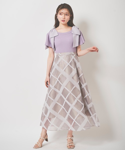 31 Sons de mode（トランテアン　ソン　ドゥ　モード）の「フロッキーレーススカート（スカート・レディース・ベージュ/ライトグリーン/ネイビー・36/38）」の5枚目の写真