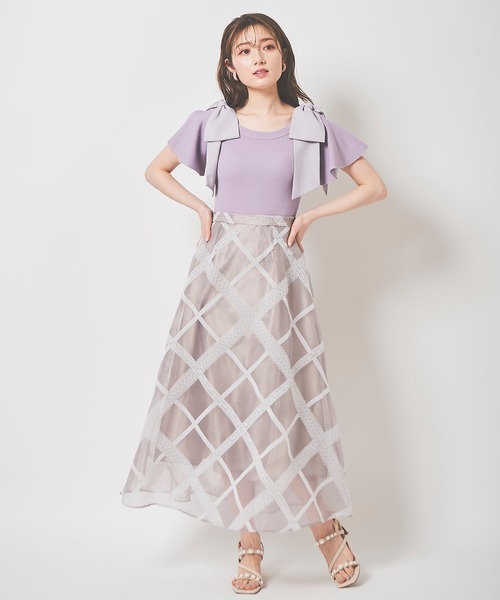 31 Sons de mode（トランテアン　ソン　ドゥ　モード）の「フロッキーレーススカート（スカート・レディース・ベージュ/ライトグリーン/ネイビー・36/38）」の6枚目の写真