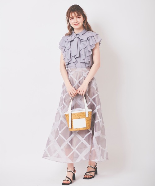 31 Sons de mode（トランテアン　ソン　ドゥ　モード）の「フロッキーレーススカート（スカート・レディース・ベージュ/ライトグリーン/ネイビー・36/38）」の13枚目の写真